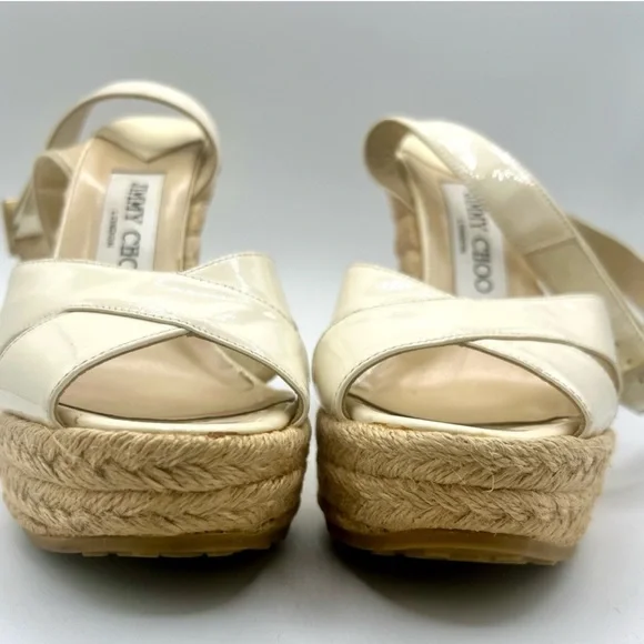 Jimmy Choo Cream Espadrille Sandals Size 5 Like New - Picture 4 of 6